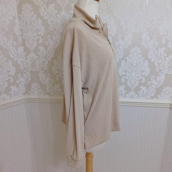 NWT Pro Player Ribbed Half Zip Long Sleeve Top Irish Cream Size Large - Picture 2 of 4